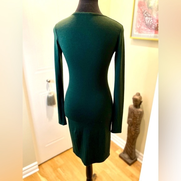 Wilfred/Aritzia knit bodycon dress w/ scoop neck & long sleeves, hunter green - Picture 3 of 6